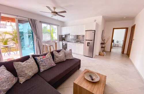 Dominicus Apartment | Minimalist and modern apartment meters away from the beach, 5 pools, garden.
