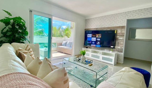 Lovely 2 Bedroom Sea Front Condo Near Colonial Zone, Pool